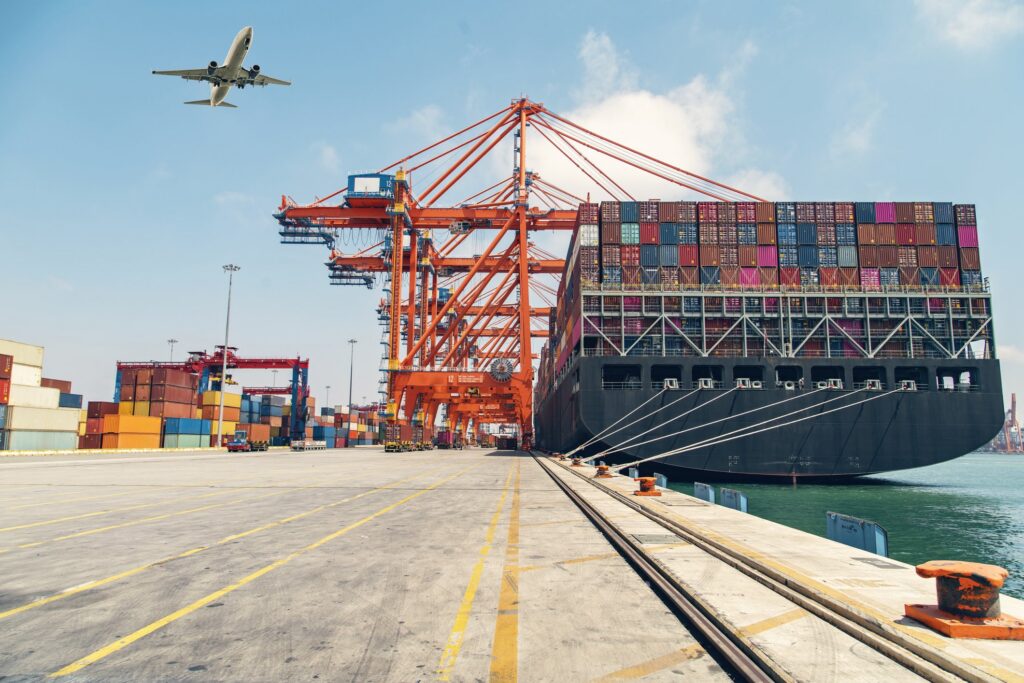 Airplane Above Container